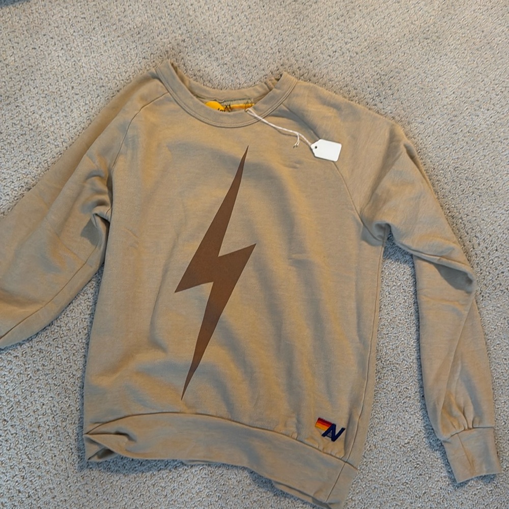 Aviator Nation bolt crew sweatshirt in sand- size XS- brand new!